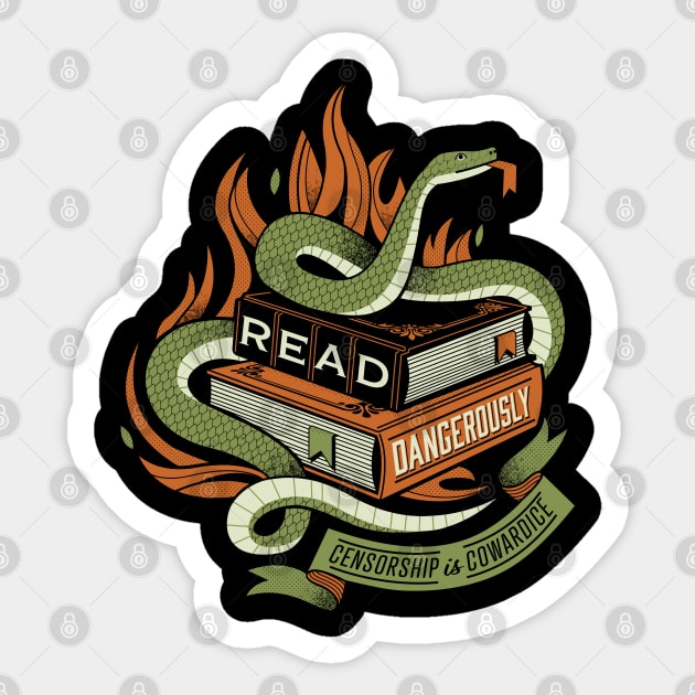 Read Dangerously Sticker by Lucie Rice Illustration and Design, LLC